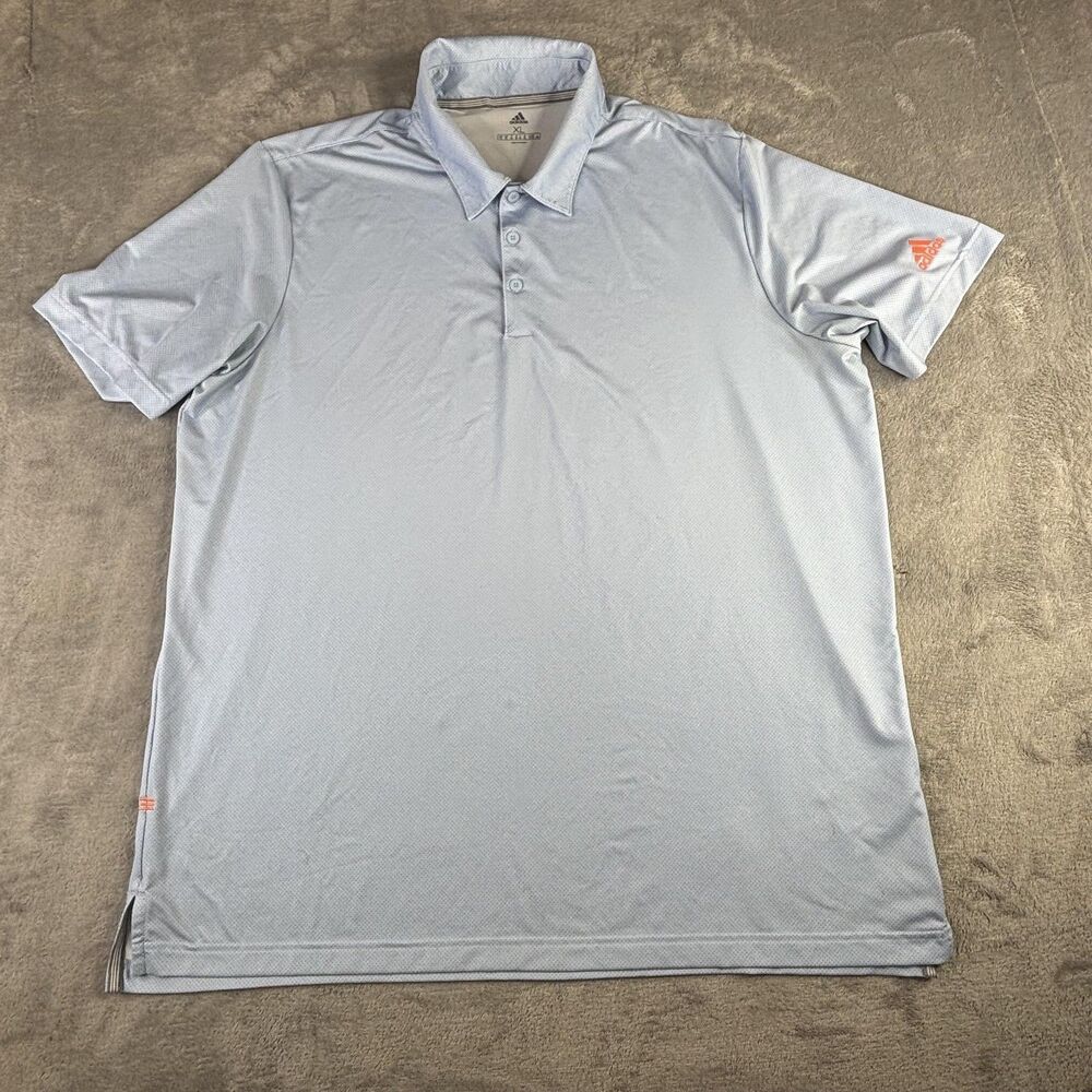 Adidas Polo Shirt Mens‎ XL Blue Polka Dot Golf Performance Logo Short Sleeve